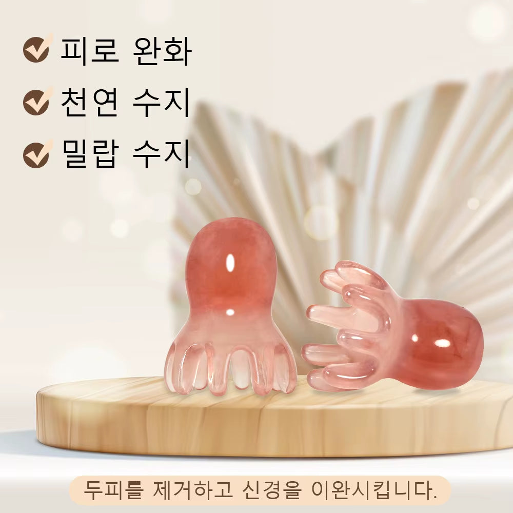 Cute Octopus Scalp Massage Comb (Resin)｜Korean Hair Care, Stress Relief, Anti-Hair Loss, Portable Head Massager for Home & Trave